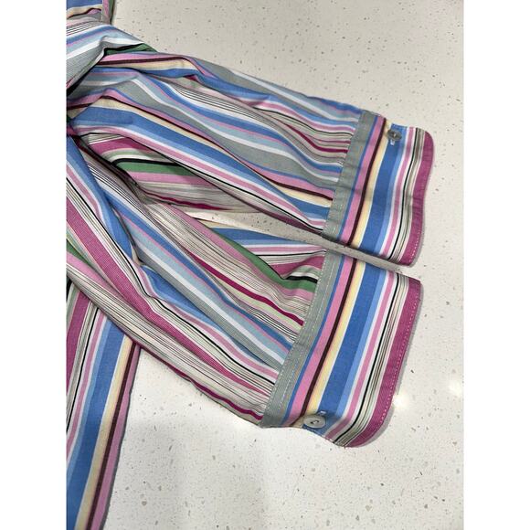 Foxcroft Shirt Button Up Wrinkle Free Long Sleeve Stripe 18 Classic Fit Casual - Picture 7 of 10